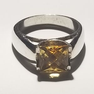 Sterling Square Citrine Ring